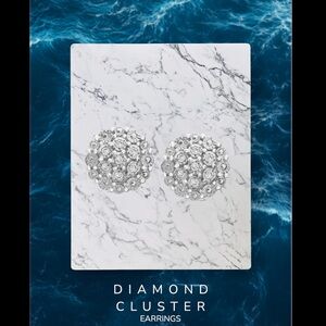 Silver Circular Cluster Earrings with Sparkling Design